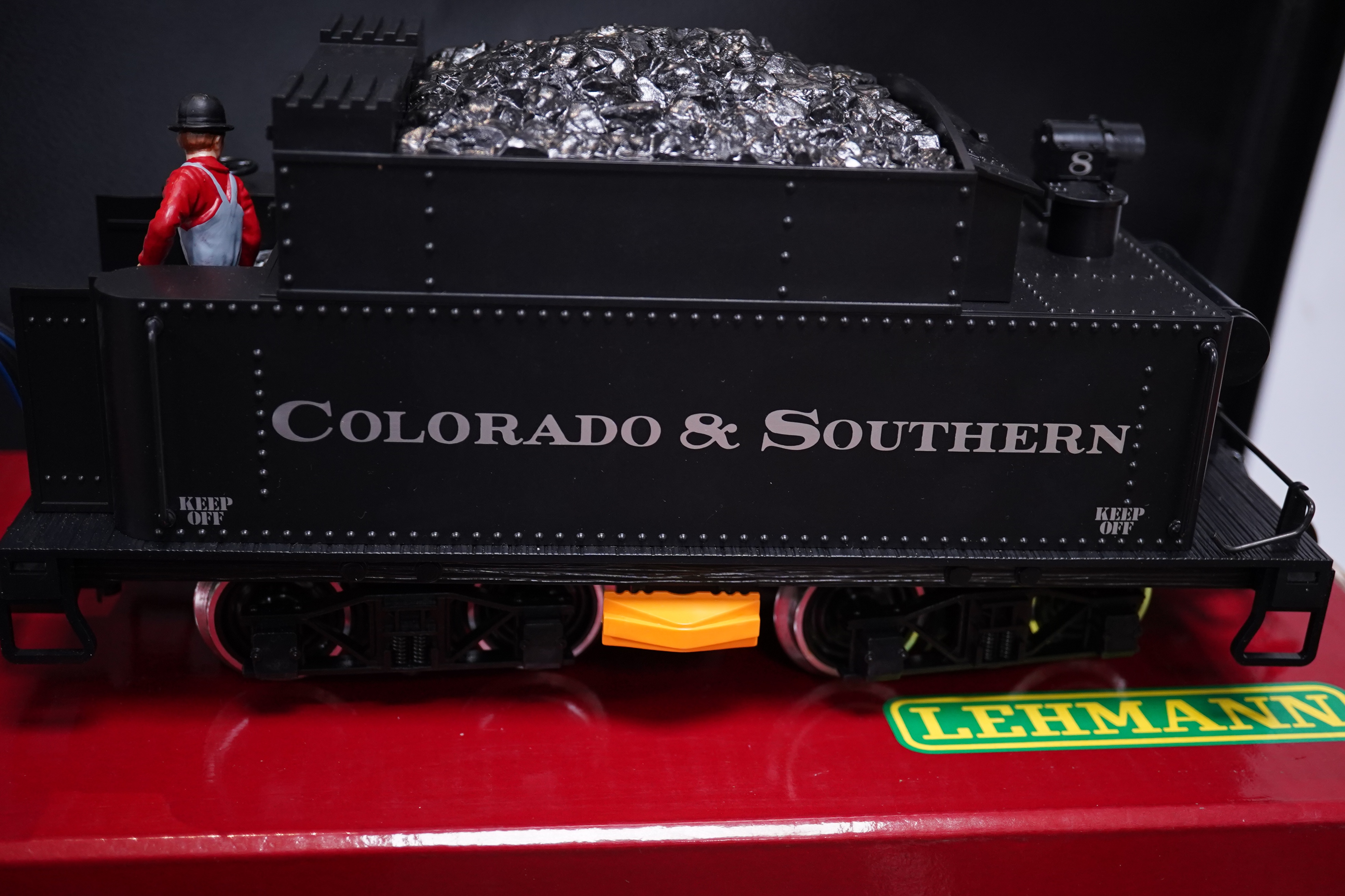 A boxed Lehman LGB (2319 S) G scale railway Colorado & Southern Railway 2-6-0 locomotive, 8, in black livery. Condition - good, evidence of minor running wear only.